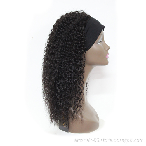 Wholesale Human Hair Headband Wig Indian Cuticle Aligned Kinky Curly Human Hair Full Machine Made Non Lace Wigs For Black Women